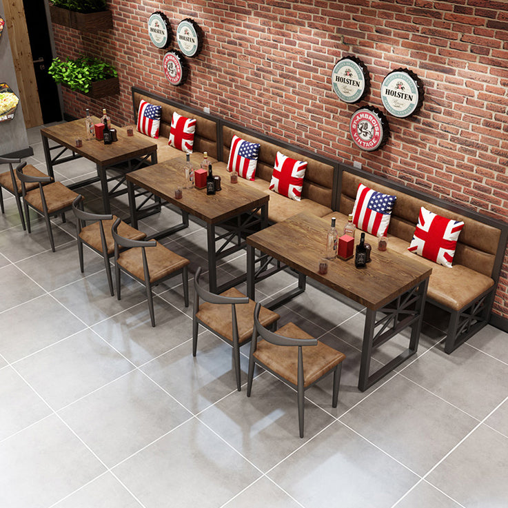 Industrial Solid Wood Dinner Room Kitchen Table Brown Trestle Base Table for Dinning Room