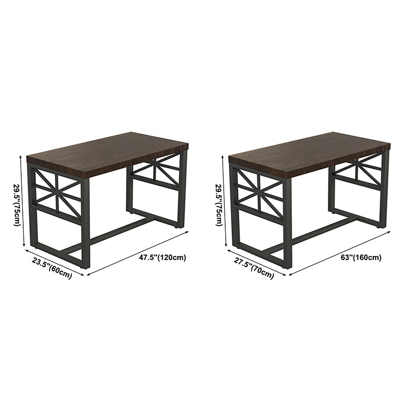Industrial Solid Wood Dinner Room Kitchen Table Brown Trestle Base Table for Dinning Room