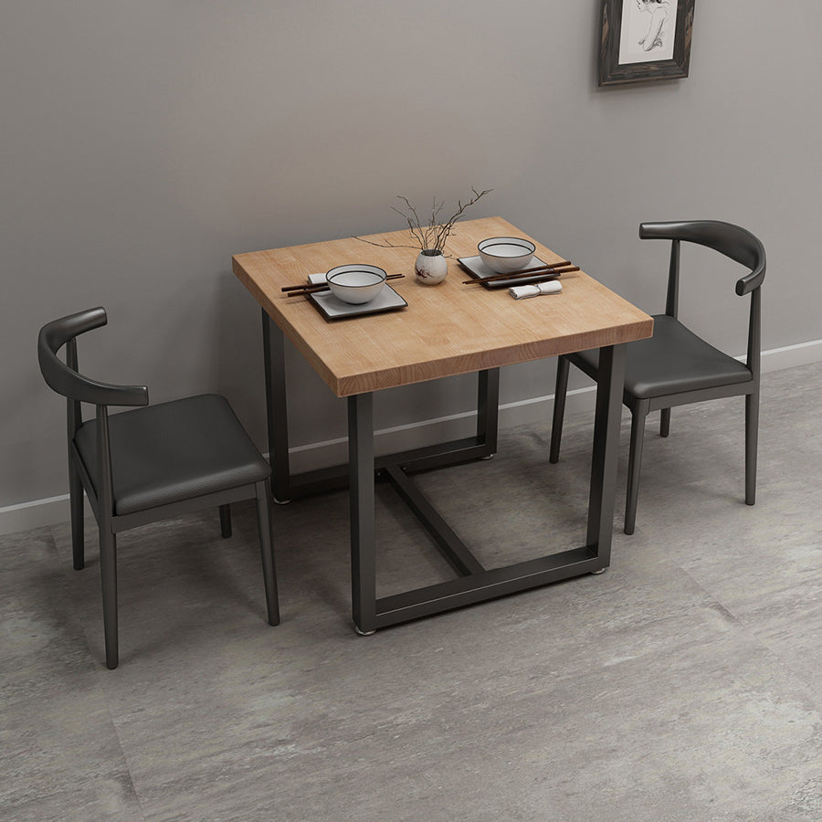 Mesa de cocina de la cena de madera maciza industrial mesa de cocina marrón con marco negro para comedor