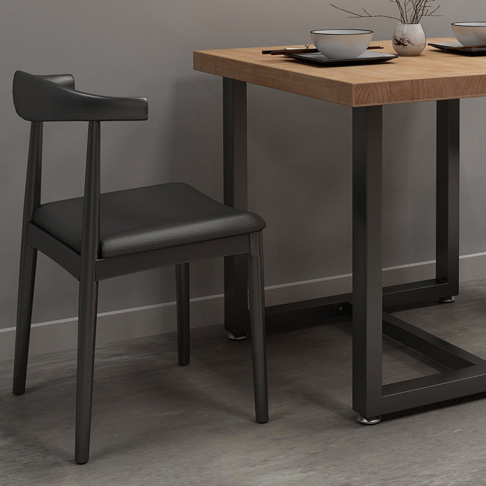 Mesa de cocina de la cena de madera maciza industrial mesa de cocina marrón con marco negro para comedor