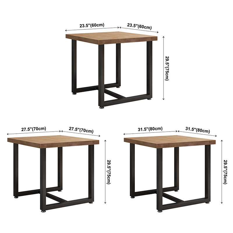 Mesa de cocina de la cena de madera maciza industrial mesa de cocina marrón con marco negro para comedor