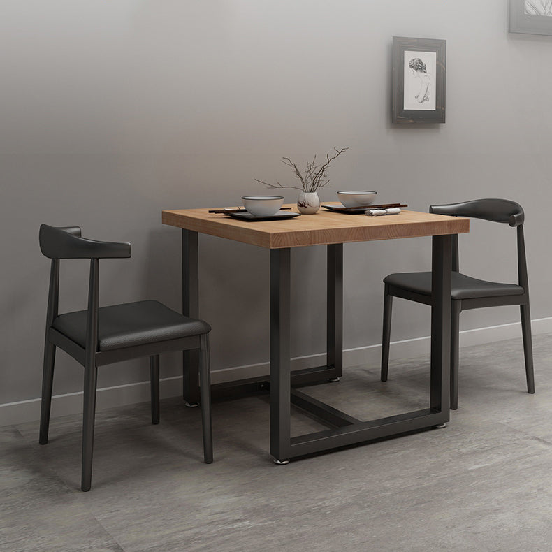 Mesa de cocina de la cena de madera maciza industrial mesa de cocina marrón con marco negro para comedor