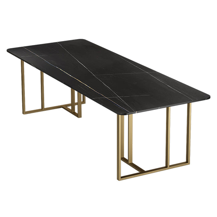 Minimalist Rectangle Shape Dining Table Sintered Stone Standard Dining Table for Kitchen