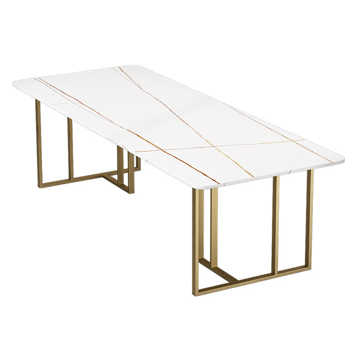 Minimalist Rectangle Shape Dining Table Sintered Stone Standard Dining Table for Kitchen