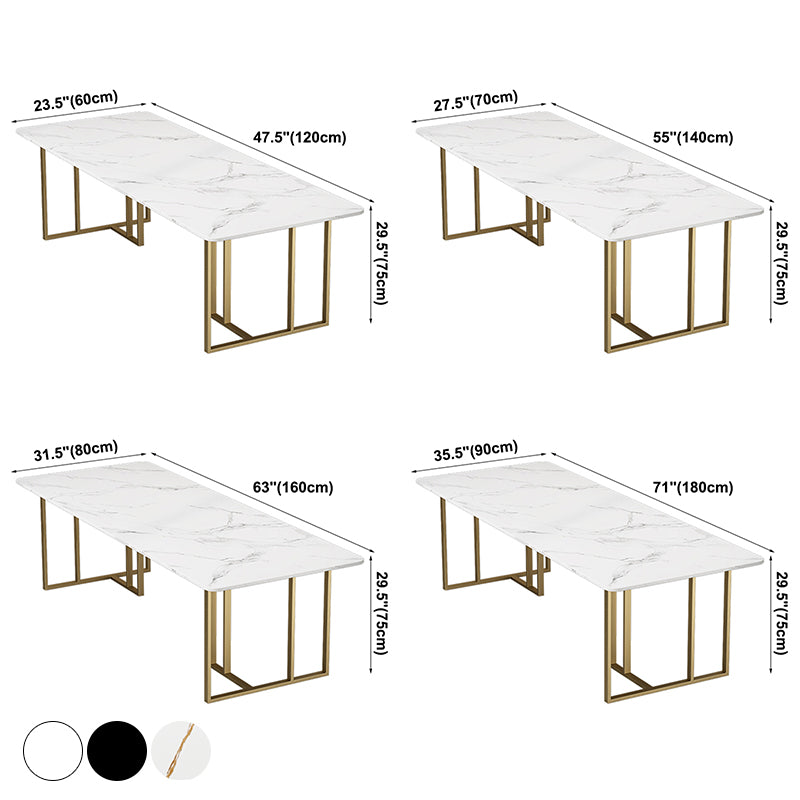 Minimalist Rectangle Shape Dining Table Sintered Stone Standard Dining Table for Kitchen