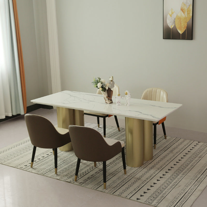 Metal Traditional Luxury Rectangle Indoor Table Sintered Stone Table for Home