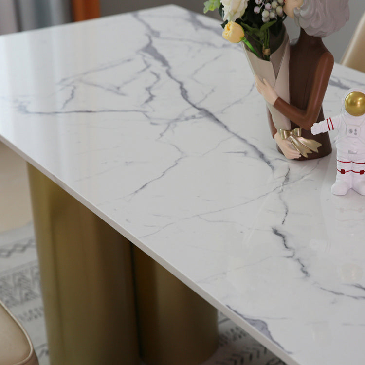Metal Traditional Luxury Rectangle Indoor Table Sintered Stone Table for Home