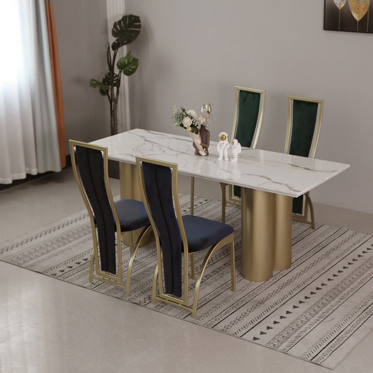 Metal Traditional Luxury Rectangle Indoor Table Sintered Stone Table for Home