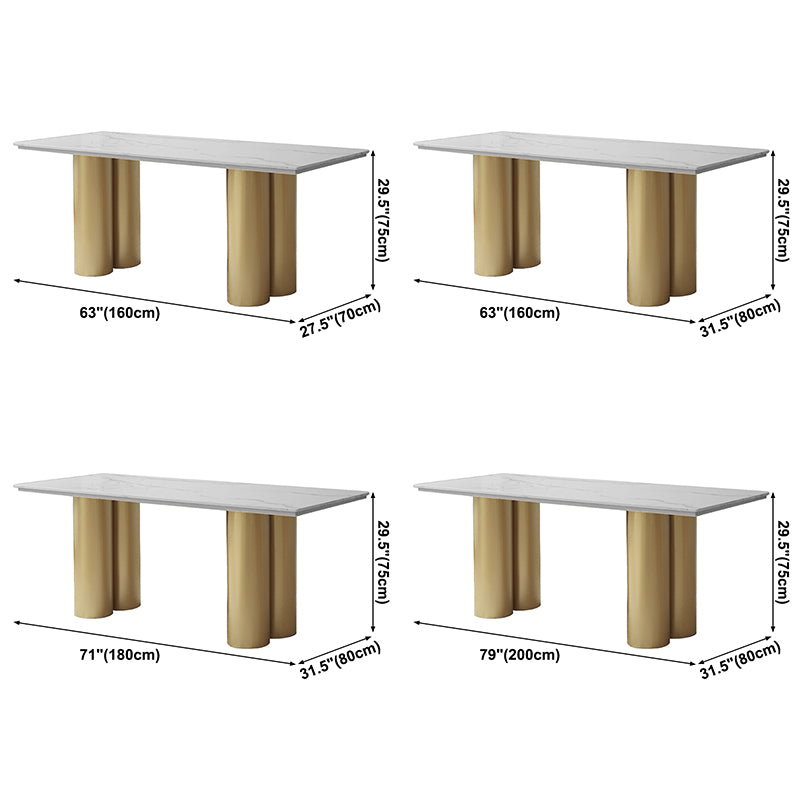 Metal Traditional Luxury Rectangle Indoor Table Sintered Stone Table for Home