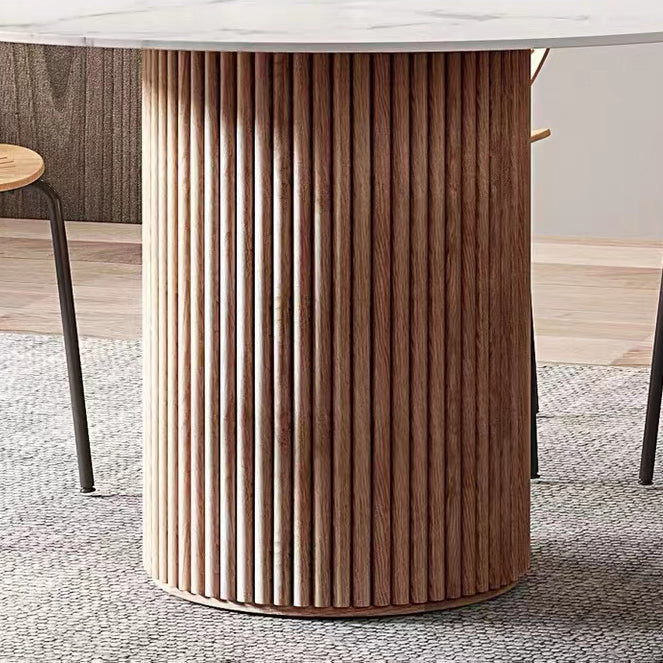 Moderne stijl gesinterde stenen eettafel enkele voetstuk Basisronde tafel voor thuis, 35,4 "l x 29.5" h