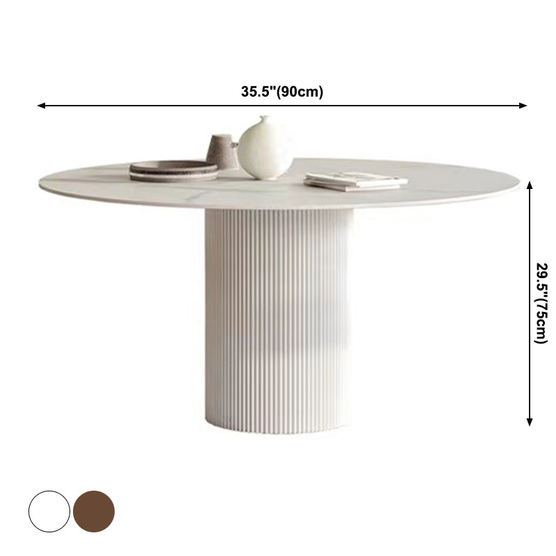 Moderne stijl gesinterde stenen eettafel enkele voetstuk Basisronde tafel voor thuis, 35,4 "l x 29.5" h