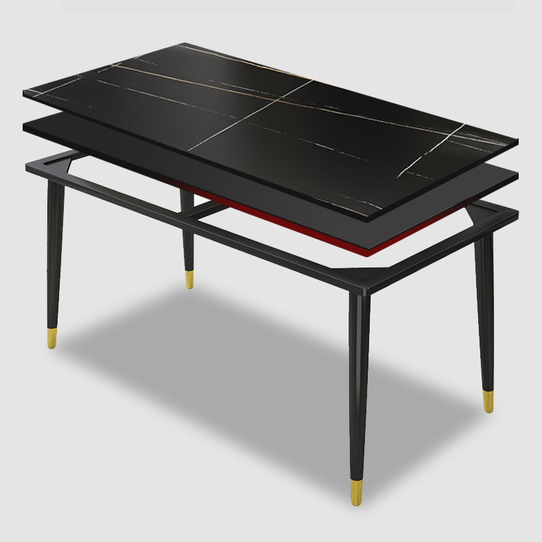 Simple Kitchen Standard Dining Table Sintered Stone Rectangle Dining Table with 4 Legs Base