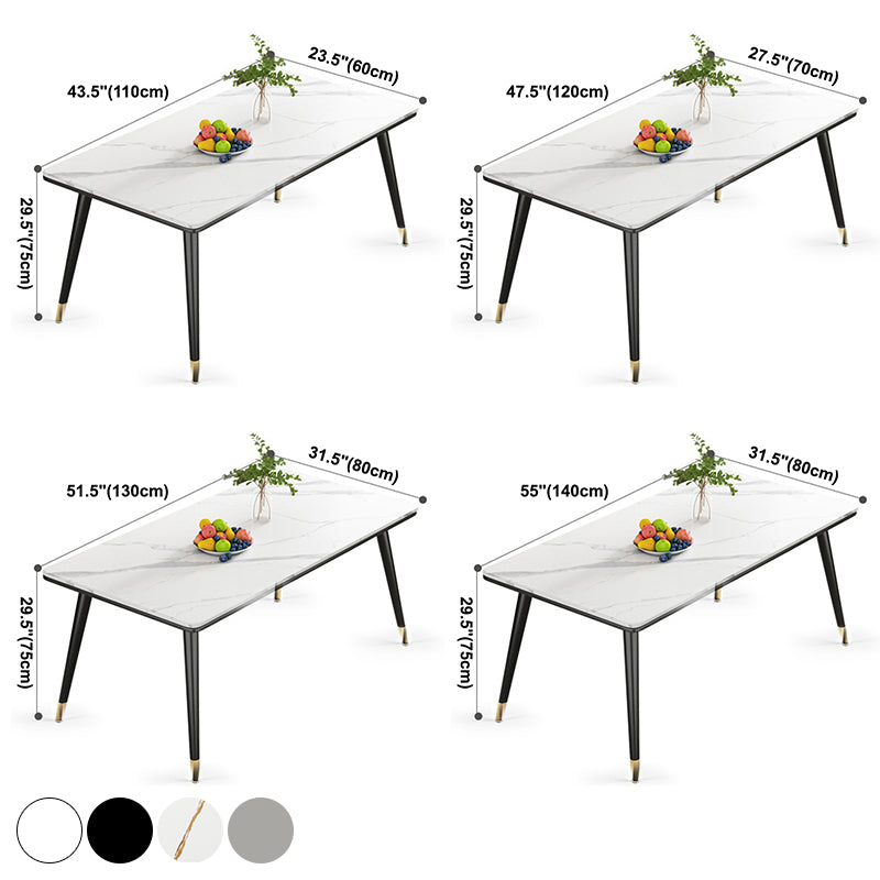 Simple Kitchen Standard Dining Table Sintered Stone Rectangle Dining Table with 4 Legs Base
