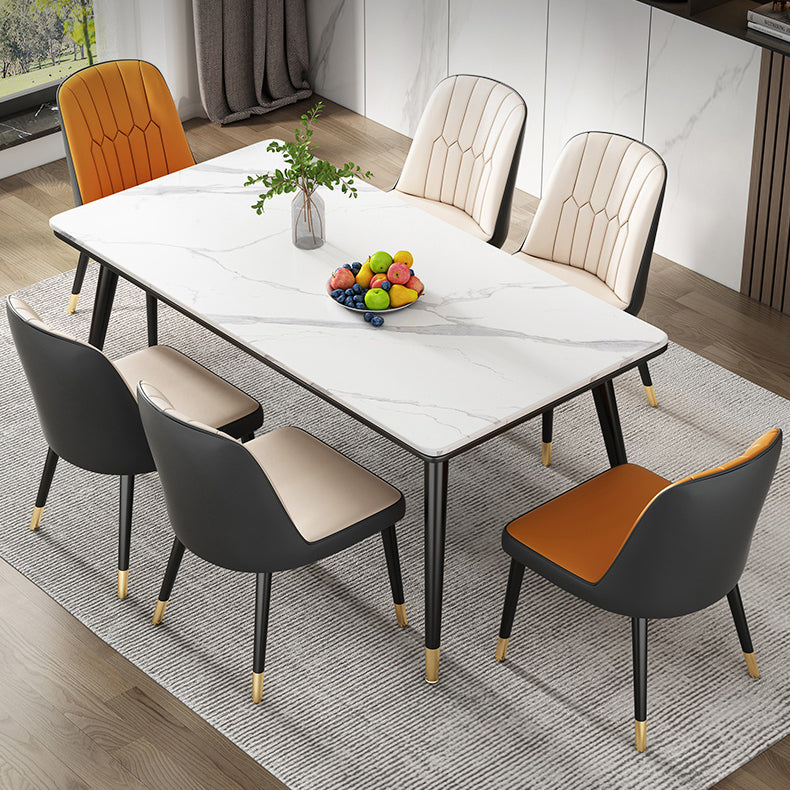 Simple Kitchen Standard Dining Table Sintered Stone Rectangle Dining Table with 4 Legs Base