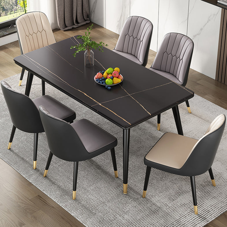 Simple Kitchen Standard Dining Table Sintered Stone Rectangle Dining Table with 4 Legs Base