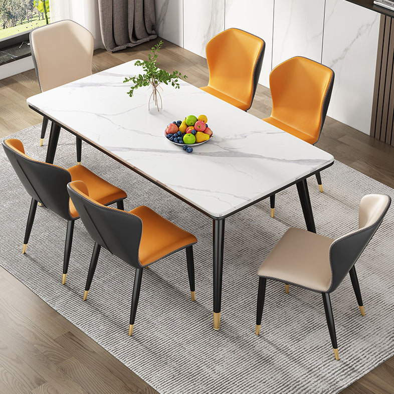 Simple Kitchen Standard Dining Table Sintered Stone Rectangle Dining Table with 4 Legs Base