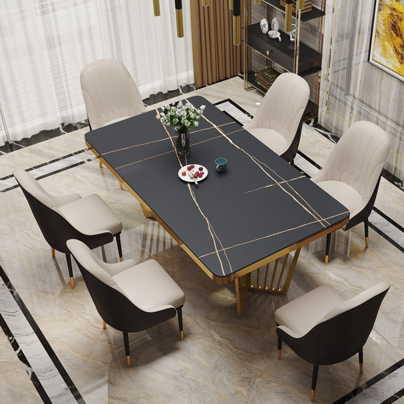 Metal Traditional Luxury Rectangle Dining Table Sintered Stone Table for Kitchen and Dining Room
