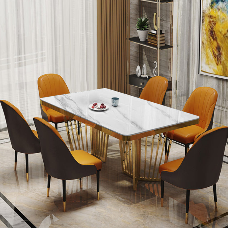 Metal Traditional Luxury Rectangle Dining Table Sintered Stone Table for Kitchen and Dining Room