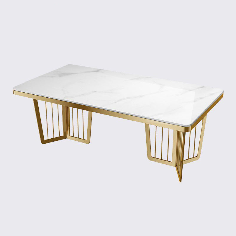 Metal Traditional Luxury Rectangle Dining Table Sintered Stone Table for Kitchen and Dining Room