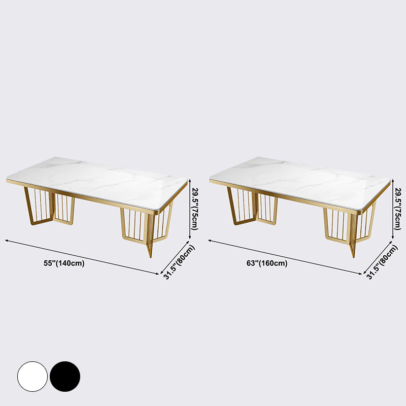 Metal Traditional Luxury Rectangle Dining Table Sintered Stone Table for Kitchen and Dining Room