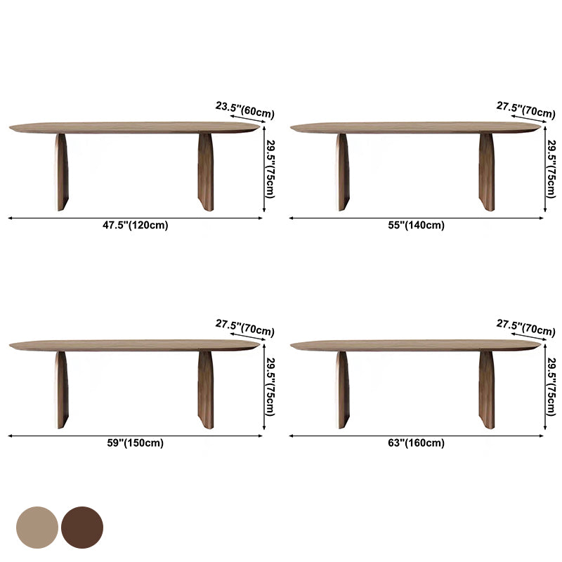 Mesa de comedor minimalista de doble pedestal oval