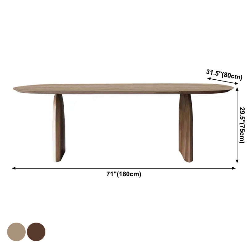Mesa de comedor minimalista de doble pedestal oval