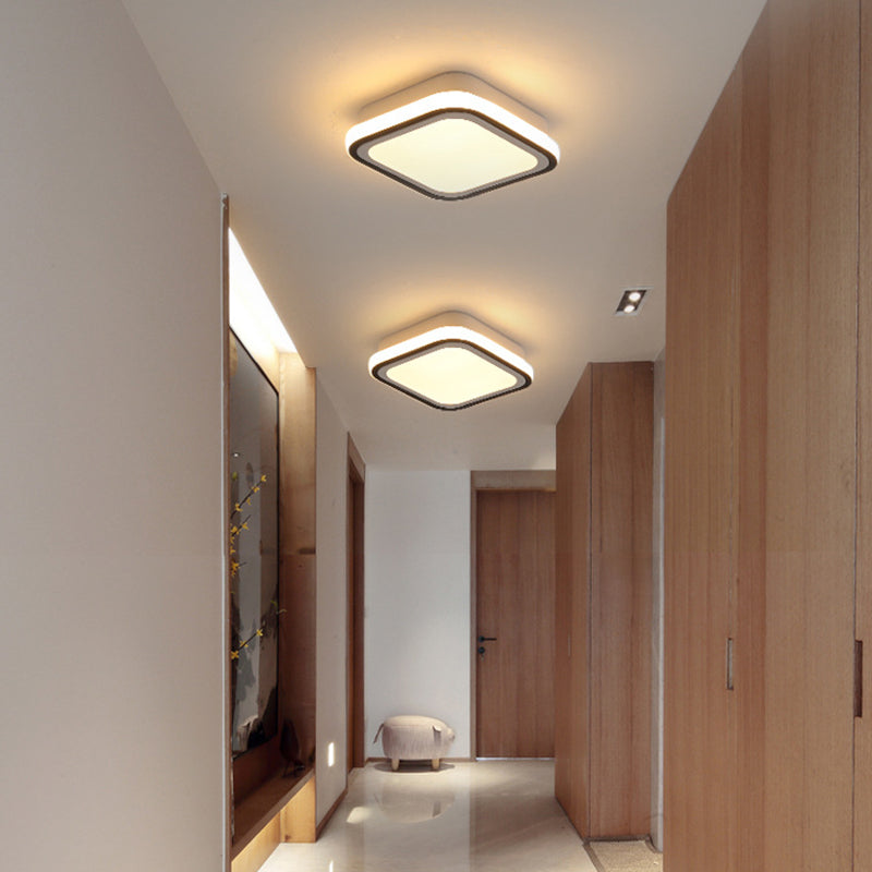 Geometrische plafondlamp Minimalistisch metalen LED-gangpad-plafondgemonteerd armatuur in zwart
