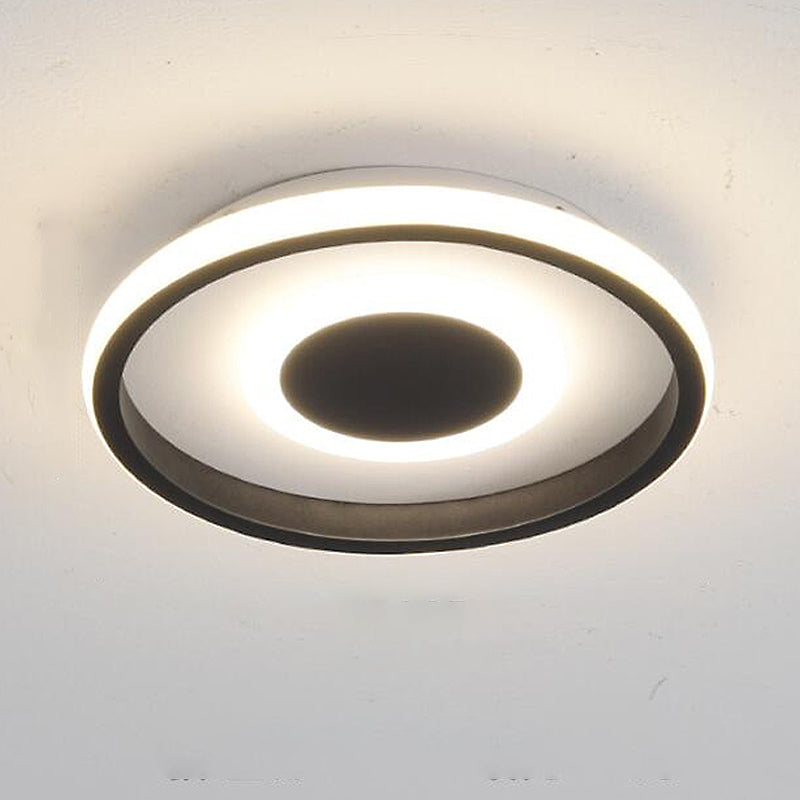 Geometrische plafondlamp Minimalistisch metalen LED-gangpad-plafondgemonteerd armatuur in zwart
