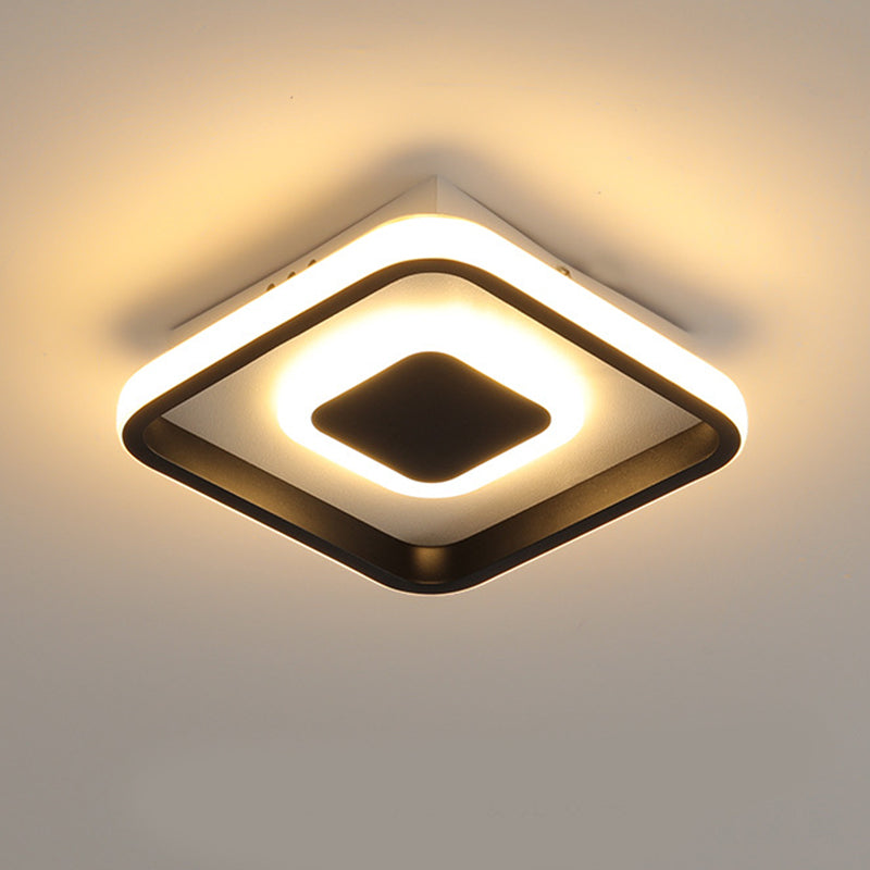 Geometrische plafondlamp Minimalistisch metalen LED-gangpad-plafondgemonteerd armatuur in zwart