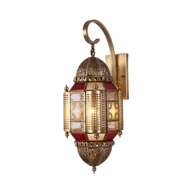 Lantern Restaurant Sconce Light Arabian Metal 1 Bulb Brass Wall Lighting Fixture