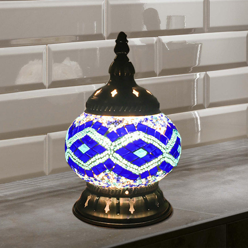 Sfera della lampada da tavolo rosso/giallo/giallo/arancione in vetro colorato 1 testa tradizionale illuminazione per la camera da letto