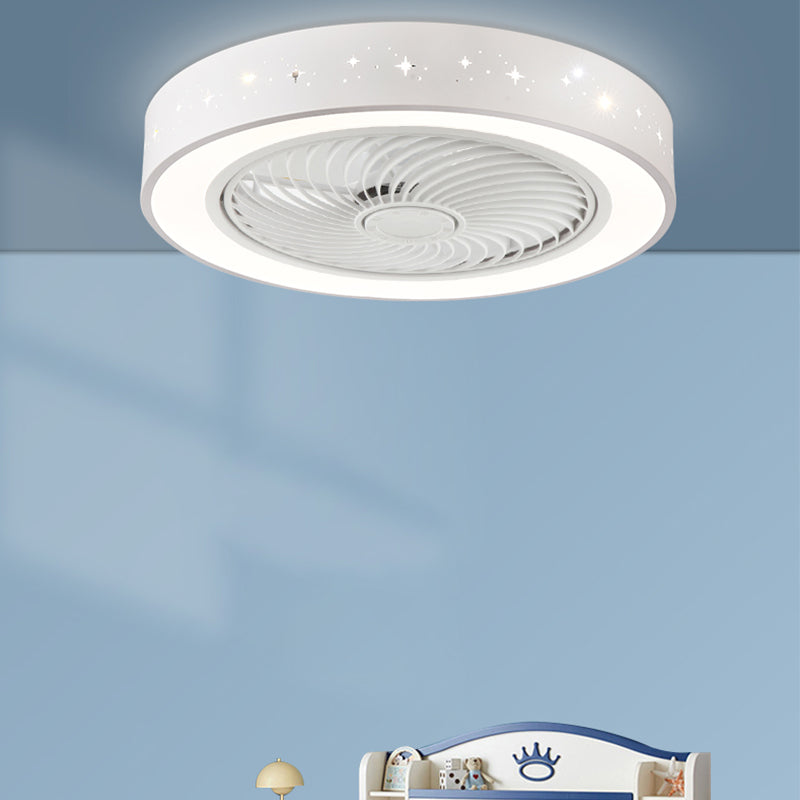Unsichtbarer, trommelförmiger Lüfterlicht Kit Nordische Acryl weiße LED Semi Flush Light für Schlafzimmer