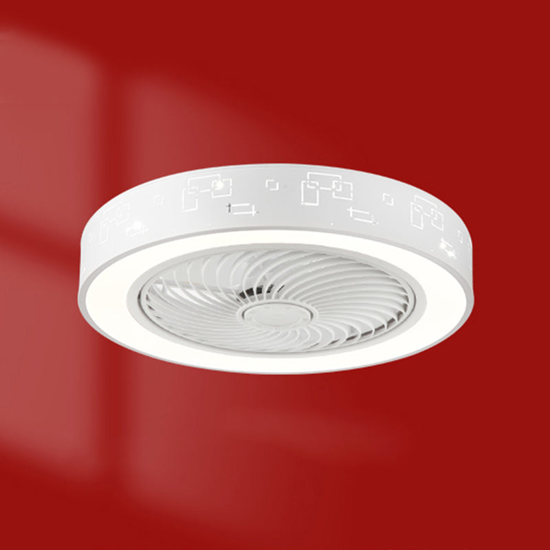 Unsichtbarer, trommelförmiger Lüfterlicht Kit Nordische Acryl weiße LED Semi Flush Light für Schlafzimmer