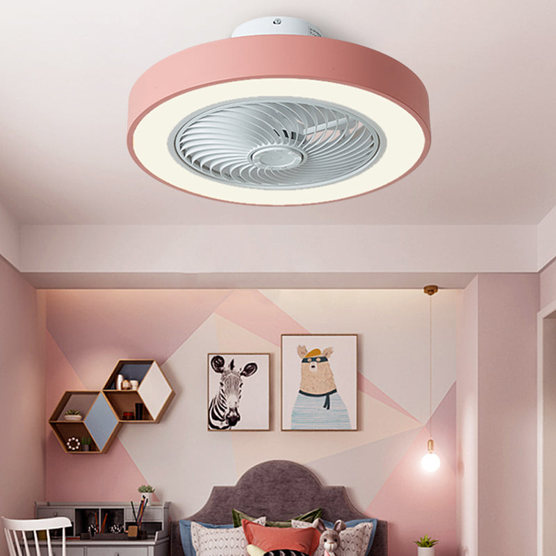 Makkaron -trommelförmige Lüfterbeleuchtung Acryl Kinder Schlafzimmer LED SEMI BUSH MOUNT LAMPE