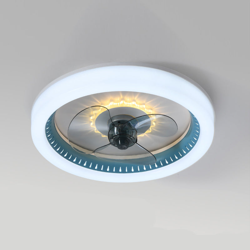 Acrylrunde LED -Spülen -Decken -Deckenventilator Makkaronstil Halbflush -Leuchte für Schlafzimmer