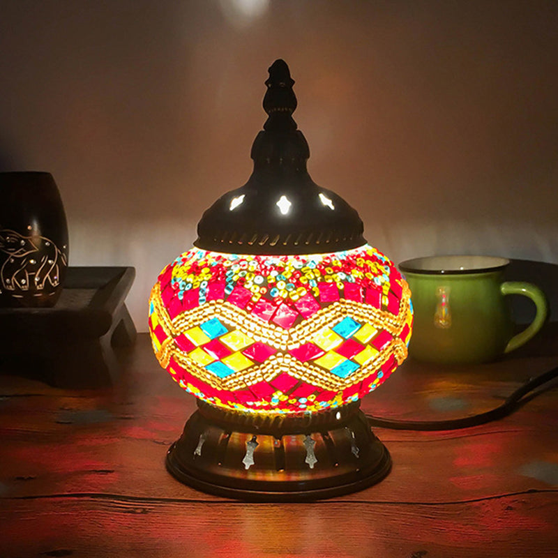 Sfera della lampada da tavolo rosso/giallo/giallo/arancione in vetro colorato 1 testa tradizionale illuminazione per la camera da letto