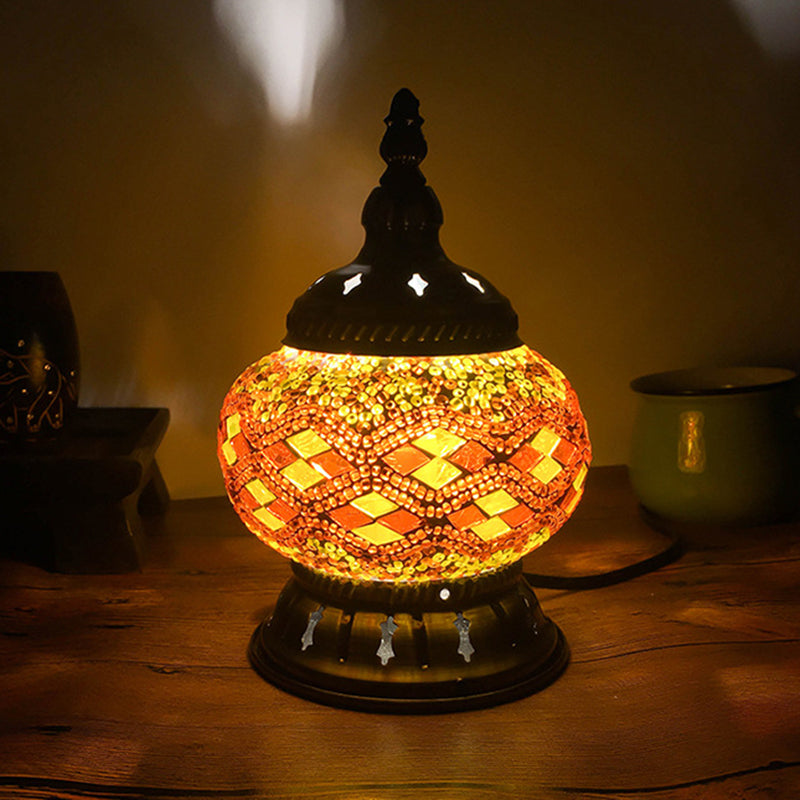 Sfera della lampada da tavolo rosso/giallo/giallo/arancione in vetro colorato 1 testa tradizionale illuminazione per la camera da letto