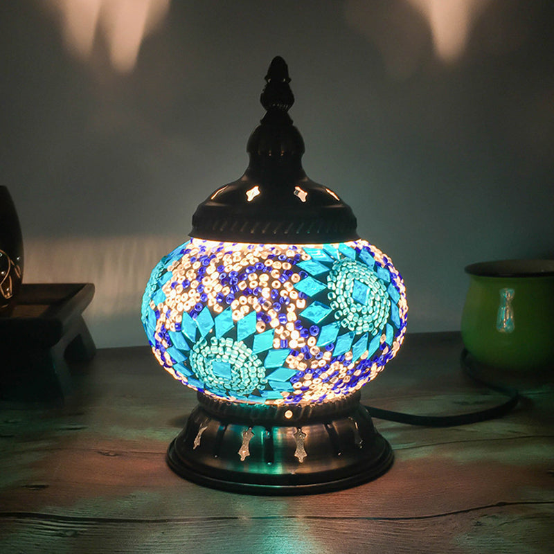 Sfera della lampada da tavolo rosso/giallo/giallo/arancione in vetro colorato 1 testa tradizionale illuminazione per la camera da letto