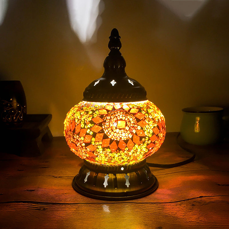 Sfera della lampada da tavolo rosso/giallo/giallo/arancione in vetro colorato 1 testa tradizionale illuminazione per la camera da letto