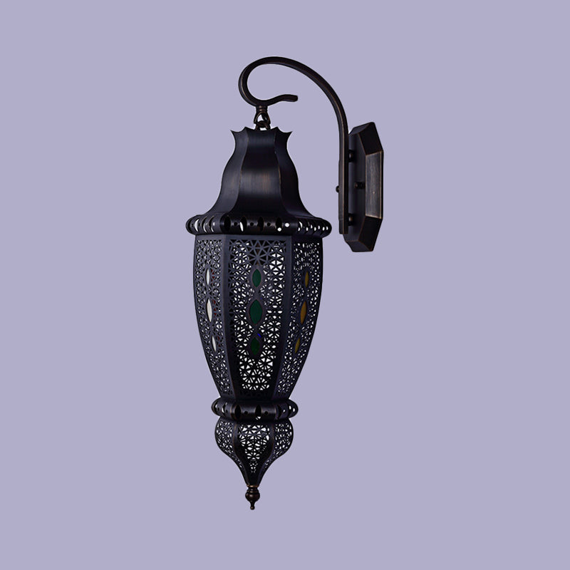 Black 1 Head Sconce Lightture Arab Metal Hollow Mur Mur Shade pour restaurant