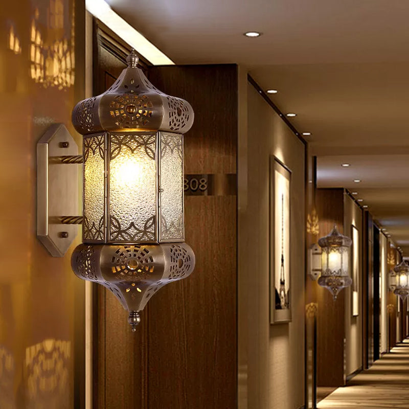 Metal Brass Wall Lighting Fixture Lantern 1 Head Traditional Wall Sconce Light for Restaurant