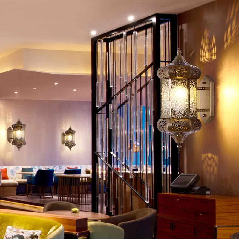 Metal Brass Wall Lighting Fixture Lantern 1 Head Traditional Wall Sconce Light for Restaurant