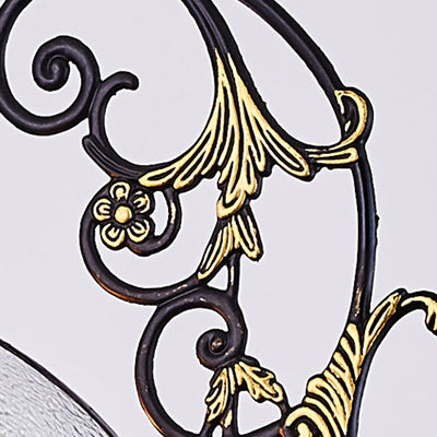 Plafonnier pétale traditionnel avec abat-jour en verre teinté, 1 diamant bleu clair/semi-encastré givré en noir/blanc