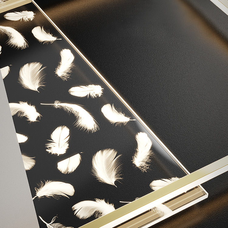 Lampada da soffitto da incasso in stile moderno a 3 luci con paralume geometrico in oro