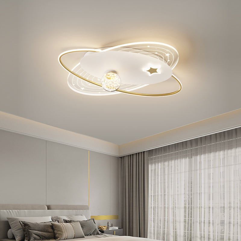 Round Shade 4-Lights Flush Mount Modern Style Flush Mount Ceiling Lighting Fixture in Gold
