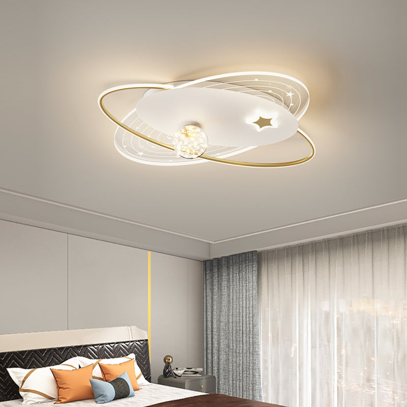 Round Shade 4-Lights Flush Mount Modern Style Flush Mount Ceiling Lighting Fixture in Gold
