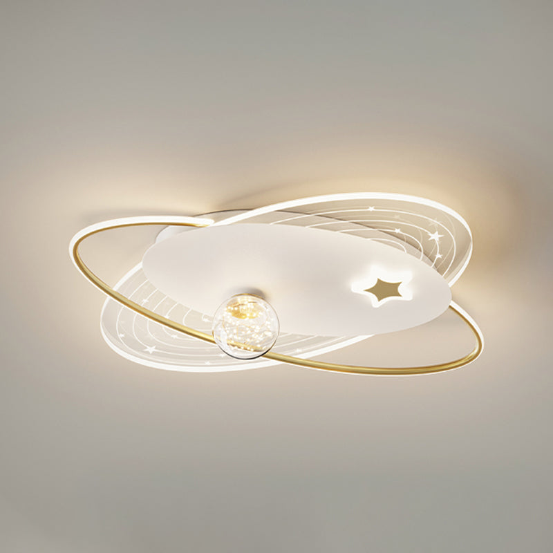 Round Shade 4-Lights Flush Mount Modern Style Flush Mount Ceiling Lighting Fixture in Gold