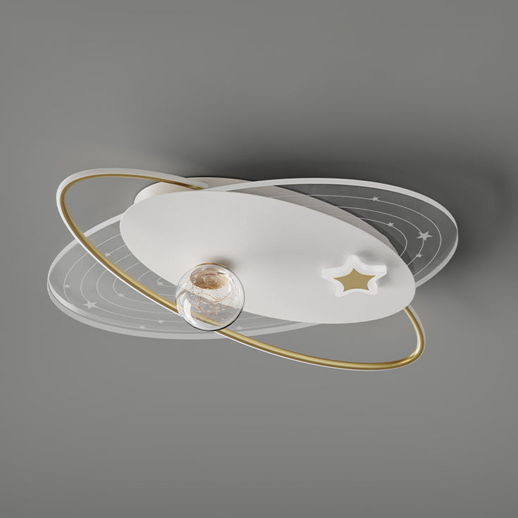 Round Shade 4-Lights Flush Mount Modern Style Flush Mount Ceiling Lighting Fixture in Gold