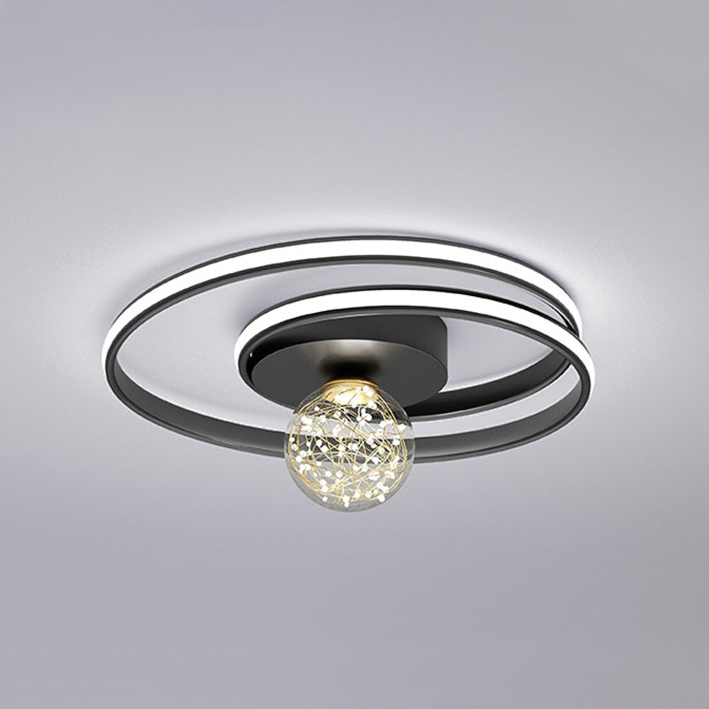 Multi-Lights Round Shade Modern Style Flush Mount Ceiling Light Fixture in Black