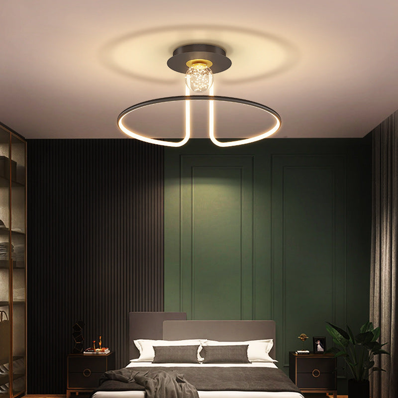 2-Lights Flush Mount Modern Style Flush Mount Ceiling Lighting Fixture in Black